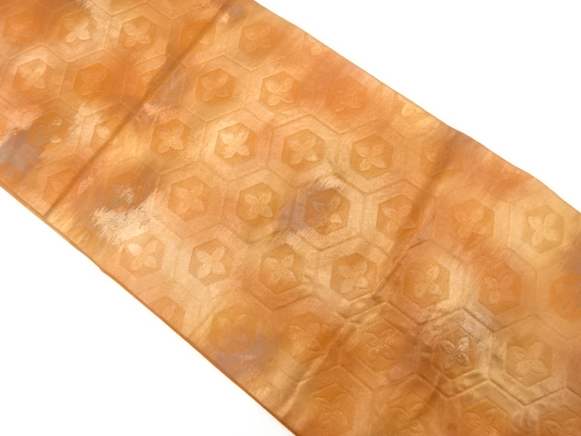 JAPANESE KIMONO / ANTIQUE FUKURO OBI / SILK / WOVEN KIKKO & FLOWERS